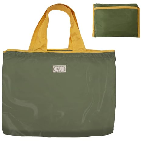 Long Keeper Borsa Spesa Pieghevole Grande Borsa Spesa Riutilizzabile con Coulisse Borse Shopper Tote Bag Ecologiche Borsa per La Shopping Viaggio (Verde Militare)