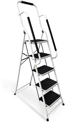 Escabeau avec Main Courante BM TOOLS BMT-ESC-5-MC, 5 marches - Échelle intérieur et à l'extérieur