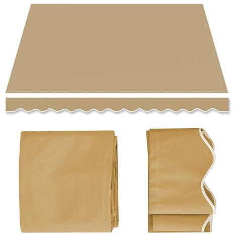 Toldo retráctil de tela de repuesto impermeable de poliéster de 280 g para uso en exteriores, parasol para puerta de patio, ventana, terraza de mercado (6 x 2,5 m, caqui)