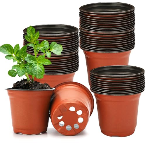 Weciau Odlingskrukor, 150 stycken planteringskrukor, 10 cm, blomkruka plast, växtkrukor plast för grönsaker, frukt och kryddväxter, universell