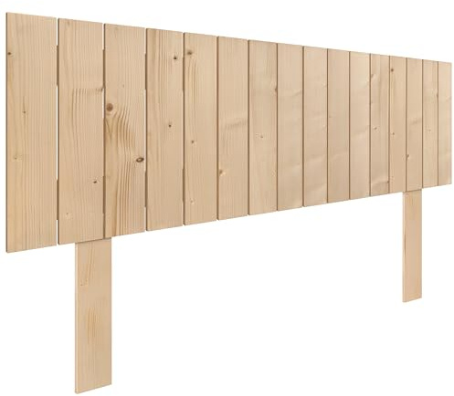 DHOME Cabecero de Madera Natural de Pino con Patas Estilo Palet Vertical Cama Palets Herrajes incluidos (135cm, Madera Natural Pino)