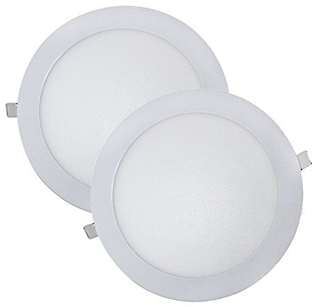 wonderlamp W-E000045 - Pack 2 x Downlight LED extraplano redondo blanco, iluminacion 18W (1450 lm), 6000K (luz fría)