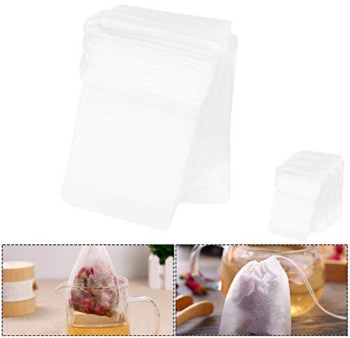 STARVAST 400 Pcs Filtre à Thé Papier Jetable, 6 x 8cm Filtre a The Jetables avec Cordon, Sachet de Thé Jetable, Filtre Thé Pour Thé Parfumé, Épices, Vanille, Café