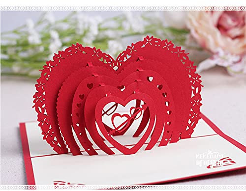 KUNSTIFY 3D Pop Up Karte, Grußkarte Geschenk für Freundin Jahrestag Männer Frauen Vater Mutter Paar Hochzeit Geschenke zur Liebe Liebeserklärung Hochzeitsgeschenke Herz Kuss (Herz)