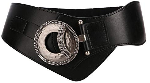 SYMOL Women Elastic Belt Dress Stretchy Wide Waist 27-62 Corset Belt Black Waist Belt for Dress Waistband With Buckle 4.7 Width(Black Waist:43“-51”)