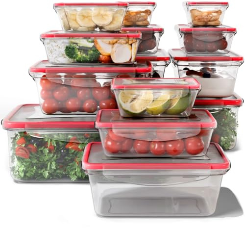classbach® Frischhaltedosen mit Deckel | 14er Set | 100% dicht | Meal Prep Boxen | für Mikrowelle Spülmaschine Gefrierfach geeignet | Lunchbox | Dosen Meal Prep stapelbar | Gefrierdosen | C-FHD 4009 K