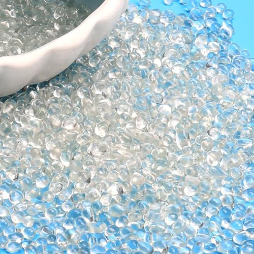 Pierres en Verre Transparent de 0,4 kg pour décoration d'aquarium, Gravier, Perles en Verre, Galets de Sable pour Remplissage de Vase, décorations d'aquarium