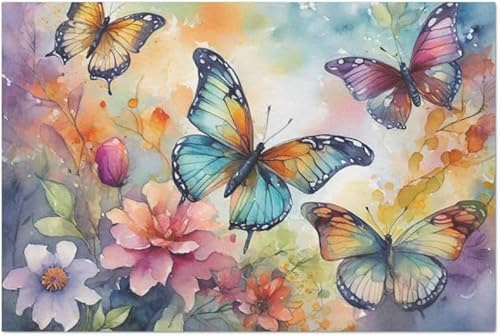 The Shabby Hummingbird Watercolor Butterflies Large Decoupage Paper, 21x 29 (For Furniture, large projects)