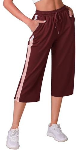 iClosam Pantalones Chándal Mujer Deporte 3/4 Capri Pantalón Verano Pantalón Deportivos Mujer con Bolsillos Cordón Capri Pantalones para Yoga Fitness Correr Jogging