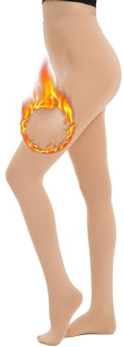 Hiltzo Winter Thermostrumpfhosen für Damen, Blickdichte Wärmende Gefütterte Strumpfhose, Warm Fleece Pantyhose Dicke Plüschstrümpfe Hautfarbe S-M