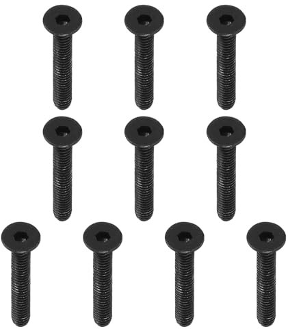 PATIKIL Viti a Testa Svasata Piatta 1/4-20 x 1-3/4, 10Pz Bulloni a Testa Svasata Piatta, Viti Macchine Esagono Incassato Acciaio Carbonio, Filettatura Completa, Grado Ossido Nero 10.9