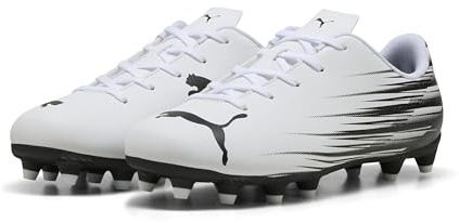 Puma Tenis de fútbol Unisex Attacanto II FG/AG Jr para niños, Blanco (Puma White)/Negro (Puma Black), 32 EU