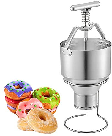 Manual Donut Dispenser, 5L Capacity Hopper, Dropper Plunger Dough Batter Dispenser Hopper with Stand, Bakeries Food-Grade Aluminum Donut Maker Machine for Home Commercial Use