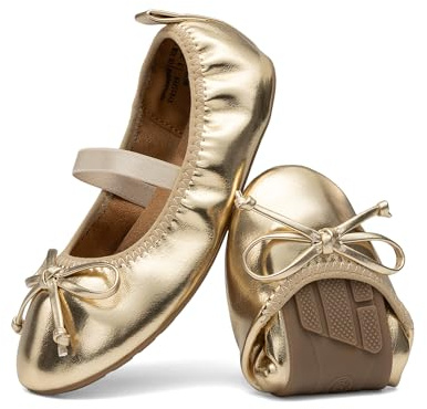 DREAM PAIRS Mädchen Ballerinas Kommunionsschuhe,Gold,32
