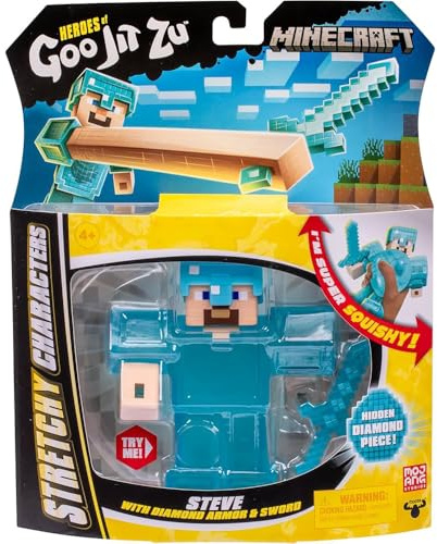 BANDAI CO42766 Heroes de Goo JIT Zu Figura de Accion, Universo Minecraft, Steve, Estruja y Aplasta, Multicolor