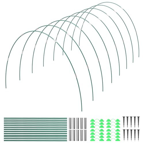 155×65cm Pflanztunnel Bögen，40 PCS Folientunnel für Hochbeet，Pflanztunnel Bögen für Hochbeet,Frühbeet Tunnel DIY Pflanze Unterstützungfür Garten Zeile Abdeckung Pflanzen Obst Gemüse.（Schwarzgrün） ﻿