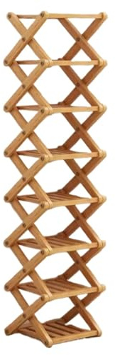 NJIEzhao Porte-Chaussures Pliant Armoire de Rangement Simple en Bambou croisé Multicouche for Chambre à Coucher, entrée de Maison, Petite Armoire(Cross Bar - Five Layers)