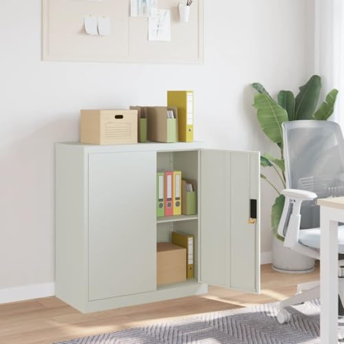 JHQHSM Armadio Classificatore in Acciaio Grigio Chiaro 79x40x90 cm con Ripiano e Serratura, Mobile da Ufficio Resistente per Documenti, Sistema di Archiviazione Sicuro, Struttura