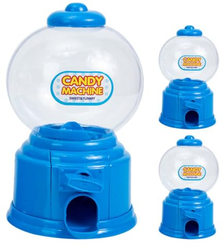 SMASOLO Mini Distributore di Gomme da Masticare 3 Pezzi per Giocattolo Distributore di Caramelle in Plastica Meccanismo Rotante Salvadanaio Compatto per Feste e Decorazioni da Tavolo
