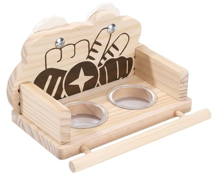 Per Cibo Per Uccelli,Distributori Doppi Di Cibo Trasparenti,Mangiatoia In Legno Design Antispruzzo Con Posatoio - Per Parrocchetto Calopsitta Piccione Inseparabile Bagno E Doccia