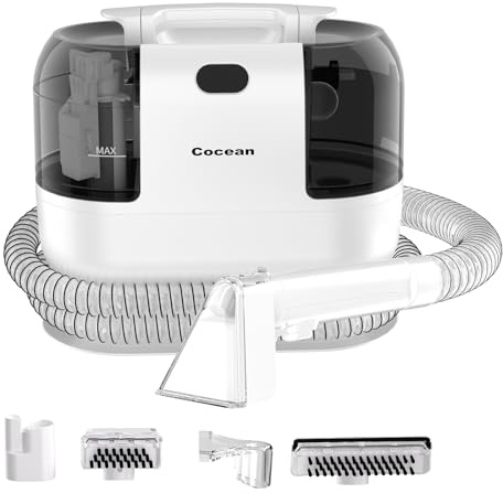 COCEAN Portable Carpet And Spot Cleaner Machine, Mini Upholstery Cleaner Powerful Suction And Easy To Store, Deep Stain Cleaning For Car Seats, Sofa, Couches with Self-Cleaning And Dual-Size Brush