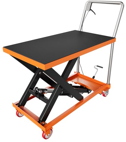 Garvee 250kg Heavy Duty Hydraulic Scissor Lift Table Cart Trolley w/Wheels | 28-72cm Adjustable Lift Height 82x41cm Anti-Slip Platform 4 Swivel Casters with Brakes Heavy-Duty Steel Construction