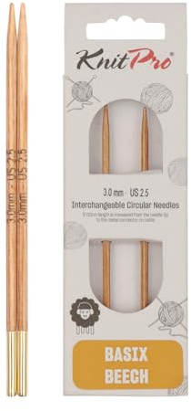 KnitPro Basix Aiguilles à Tricoter circulaires interchangeables, Bouleau, Multicolore, 11.6 cm x 3.00 mm