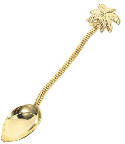1 STÜCK Tropische Kokospalme Kaffeelöffel Retro Kleinen Löffel Kaffee Rührlöffel Dessertlöffel (Golden)