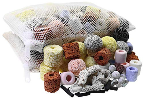 Mei Ting Aquarium Filter Media 15 in 1 Bio Balls Ceramic Rings Bio Media with Mesh Bag for Fish Tanks and Pond Aquarium Filter Accessories