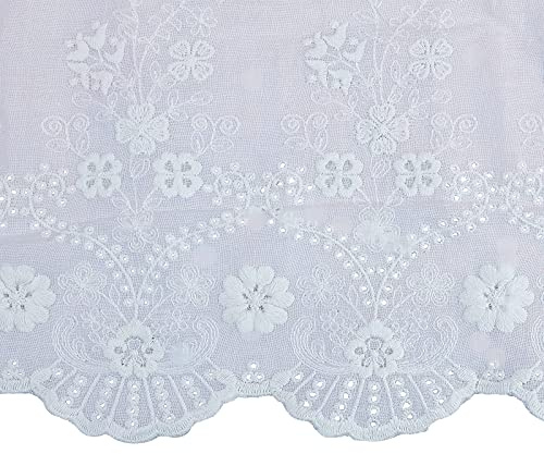 GORGECRAFT Rotolo di Pizzo Da 2 metro Tessuto In Pizzo di Cotone Bianco 11.33 larghe per Decorazioni con Bordo Smerlato per Abito Tovaglia Tenda Fascia per Capelli