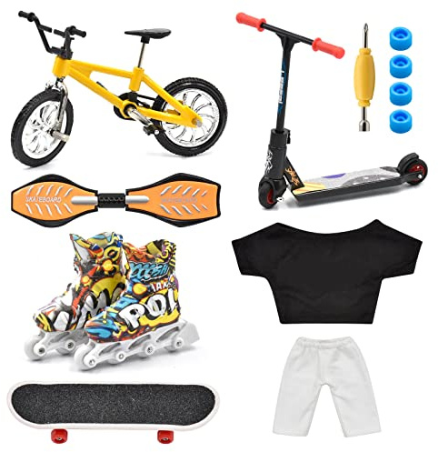 LALASTYLE Mini Skateboard, Bicycle, Scooter, Vitality Board - Finger Pants Training Tricks Props - Movement Toys, Party Favors