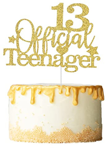 Dacitiery Glitter Official Teenager 13 Cake Topper 13th Birthday Party Decorations for Teens Sparkling Cake Decor for Birthday Cakes Celebrations
