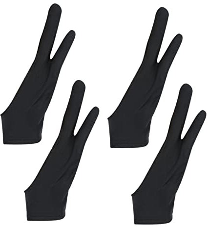 4 Artist Drawing Gloves - Elastic, Anti-Fouling, Two-Finger, Wrist Protectors - Special Flat Plate for Painting and Sketching (8.5*21.5cm)