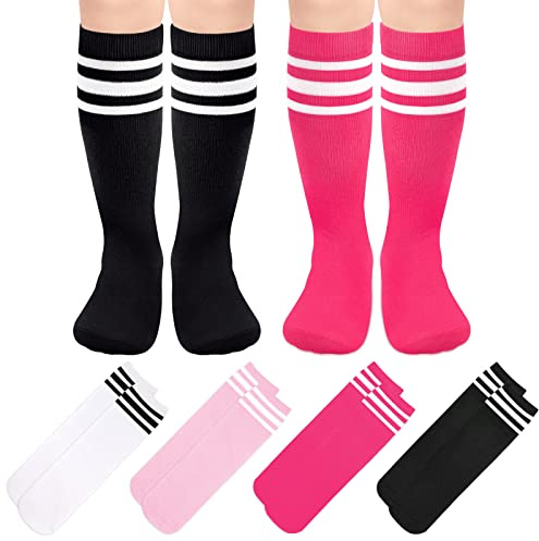 Sarfel Girls Soccer Socks Youth Soccer Socks Kids Soccer Socks Kids 4-6 Toddler Kids Baseball Socks Pink Girls Knee High Socks