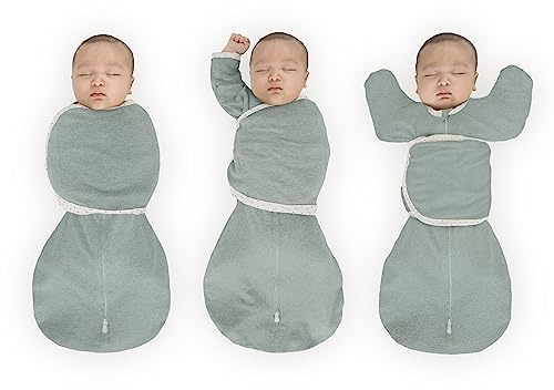 SwaddleDesigns 6-Way Omni Swaddle Sack, Baby Swaddle Blanket 0-3 Months with Arms Up Sleeves & Adjustable Wrap, Newborn Sleep Sack for Safer Sleep, Heathered Jadeite