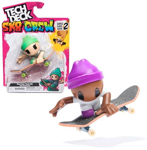 Tech Deck Sk8 Crew, Fingerboard mit Cooler Skater-Figur, Figur abnehmbar und kompatibel mit Anderen Fingerboards, ab 5 Jahren (Sortiert, Zufallsauswahl)