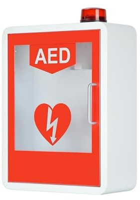 WOLWES Gabinete DEA, Gabinete De Almacenamiento De Desfibrilador DEA, Caja De Alarma De Desfibrilación Cardíaca Montada En La Pared, Seguro Con Sirenas Y Luces Intermitentes, Control De Interruptor Do