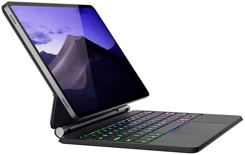 doqo für Samsung Galaxy Tab S9/S9 FE/S8/S7 Tastaturgehäuse 11 Zoll, Magnetic Case mit Tastatur mit Touchpad Wireless Backlit Floating Cantilever Stand, Slim Schutzhülle Folio Schwarz