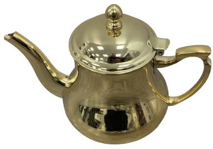 Marokkanischer Teekanne 1,5 Liter Teapot Edelstahl,traditionelles Modell, Arabische Kanne Goldfarbig mit Deckel, Teekocher, Teewärmer & Teebereiter Induktion geeignet