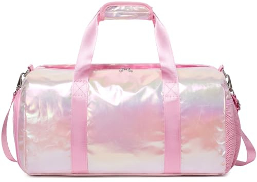 Laser Sporttaschen für Kinder Mädchen Weekender Reisetaschen Schulsporttasche Kindertaschen für Sports Reisen Gym,Rosa