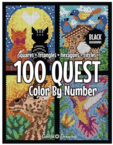 100 libros QUES-T para colorear por números, libro de actividades de pintura de color con 25 patrones de mosaico diferentes y 100 variaciones de patrón de mosaico para adultos principiantes