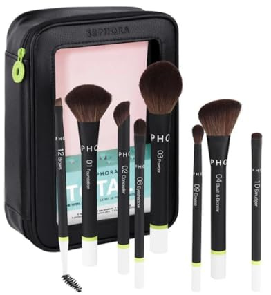 Sephora Favorites Total Set The Total Brush Set - 4 Face Brushes - 4 Eye Brushes - 1 Makeup Bag
