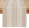 Streifen Tischläufer 40x180 cm Beige Braun Modern Läufer Tisch Abwaschbar Leinen Bauernhaus Rustikale Retro Creme Tischlaufer Landhausstil für Frühling Sommer Outdoor Dekorativer Tischdecke