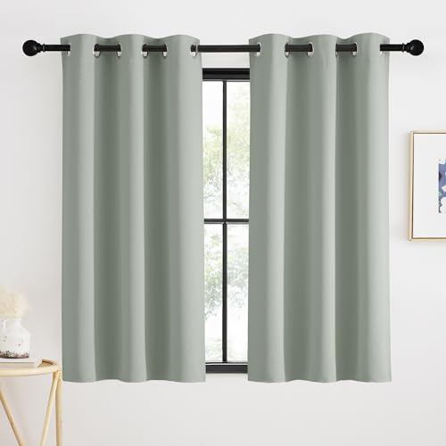 KGORGE Tende per Interni Corte 2 Pezzi L 90 x A 120 CM Curtains per Finestre Piccole Oscurante con Anelli per Cucina Tenda Cameretta Bambini Moderne, Verde Salvia