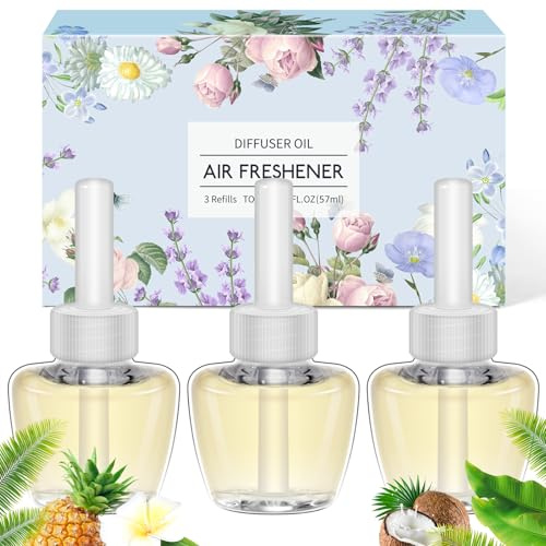 Scent-Hi 3 Stück Duftölflakon Nachfüller, Elektrischer Lufterfrischer, Nachfüller für Duftstecker, Duftölflakon Set, Hawaii, 19ml, Kompatibel mit Air-Wick/Glade