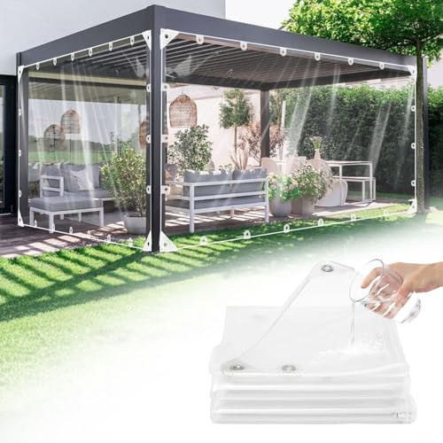 GKXLH Telo Impermeabile Esterno - Resistente Migliorato PVC Telone Impermeabile per Esterno, Telo Impermeabile Antivento Spesso 400 g/m², Telone Trasparente Resistente al Gelo per Uso Giardino -1.5x3m