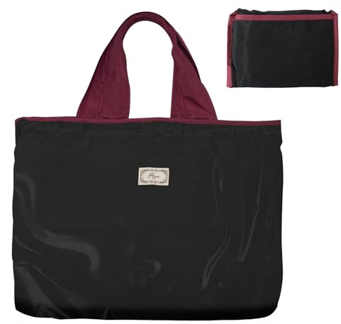 Long Keeper Bolsa Plegable Compra Grande Bolsa Supermercado Bolsas de Compra Reutilizables con Cordones Impermeables Bolso Shopper Tote Bag para Compra Viajes (Negro)
