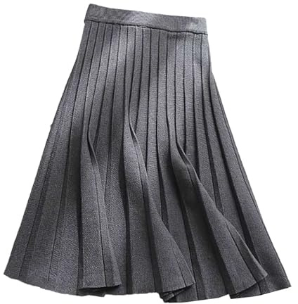 Faldas de Punto Grueso para Mujer Falda Larga, A-Line Faldas Plisadas de Tartán Invierno Otoño Midi Faldas Largas, Elástica Vintage Elegante Avellanada, Aldas Plisadas Casual Fiesta