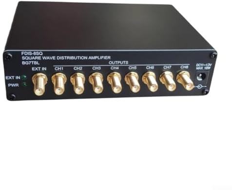 Distribuidor de reloj de audio FDIS-8SQ con salida de onda cuadrada de 8 canales para, distribución 1PPS 10MHz, entrada CC 11.7-12.9V, carcasa de metal, compatible con BG7TBL (0-3.3Vpp)