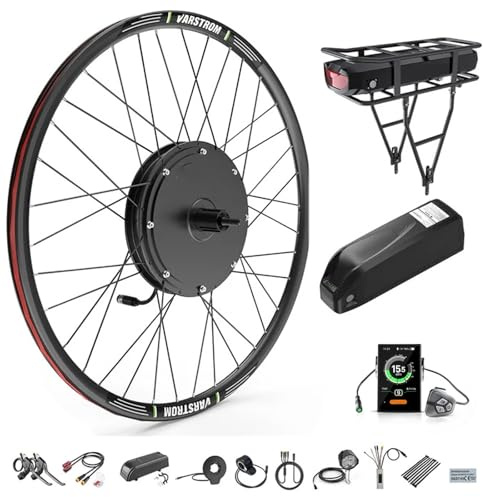 Varstrom 48V 15OOW 1OOOW Kit Conversion a Bicicleta Electrica 26 27,5 28 29 700C con Motor de Cubo de Rueda Delantera y Trasera Pantalla de Batería Opcional Kit Bici Electrica